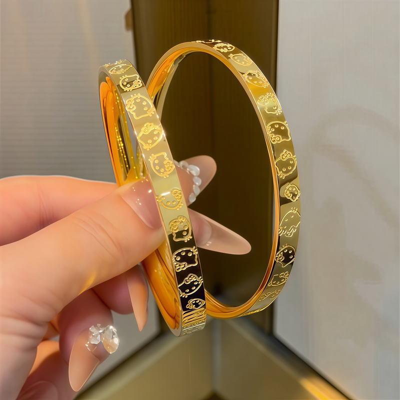 Water Shell Gold 5g Bracelet for Women 999 Pure Gold Kitty Cat Bracelet New Hot Item Birthday Gift for Girlfriend Water Shell Gold 5g Bracelet for Women 999 Pure Gold Kitty Cat Bracelet New Hot Item Birthday Gift for Girlfriend