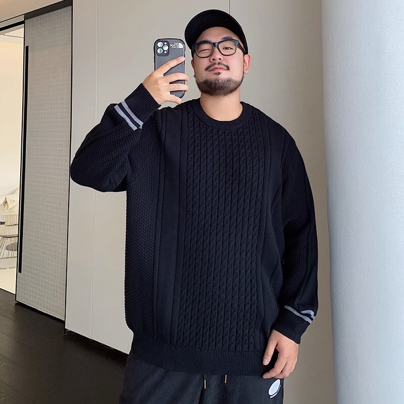 Extra Large Size 150kg Knit Sweater Men's Autumn and Winter Trendy Brand Loose Round Neck Pullover Casual Sweater Jacket Extra Large Size 150kg Knit Sweater Men's Autumn and Winter Trendy Brand Loose Round Neck Pullover Casual Sweater Jacket