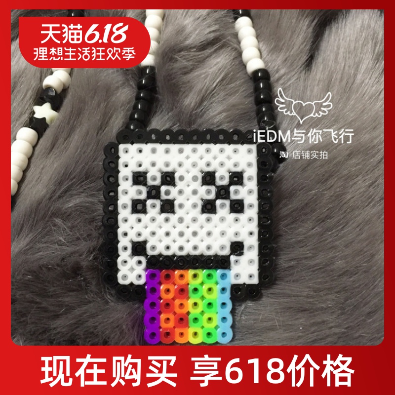 Bundy DJ Electric sound producer Marshmallow Marshmello Rainbow spit tongue LED luminous pacifier edm jewelry