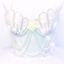 Fish scale bra diving suit mermaid TUTU BRA suit LED luminous skirt shell bra bar costume female