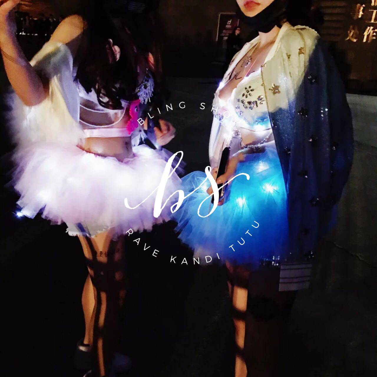 Trampoline gown with light dance skirt glowing Net red tutu skirt LED light tutu skirt pure handmade edm electric syllable