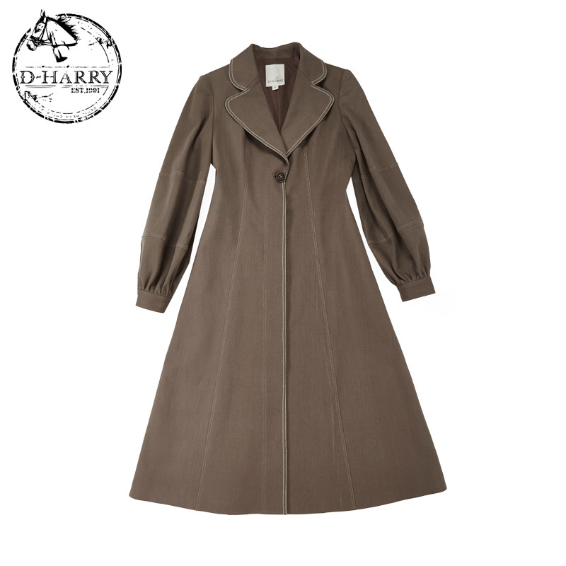 Coat Thời trang Coat DH93F96587D D-HARRY DeHaley Thu Plain Mid-Chiều dài của phụ nữ