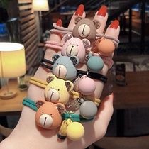 Small fresh double rope coloured head ornament small bear hair ring temperament brief adorable sensual mesh red leather rib hair rope head rope