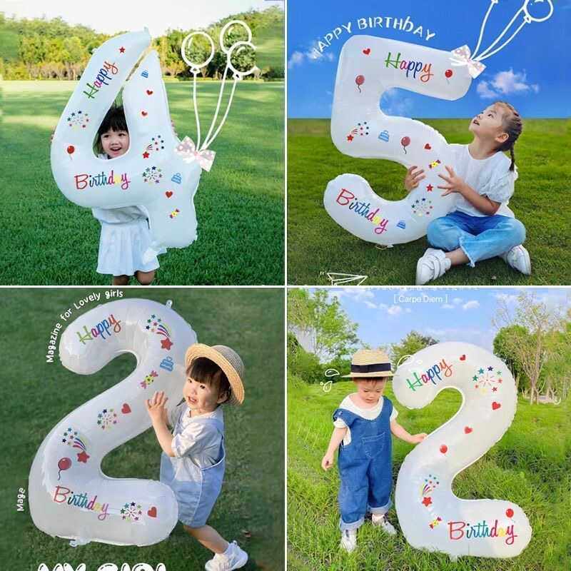 インスタ映えする白いアルミホイル製の数字バルーンは、誕生日パーティー、屋外パーティーの装飾、そして流行のフォトプロップスに最適です。