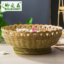 Bamboo forest bamboo fruit basket creative living room snacks dried fruit storage basket creative handmade bamboo crafts
