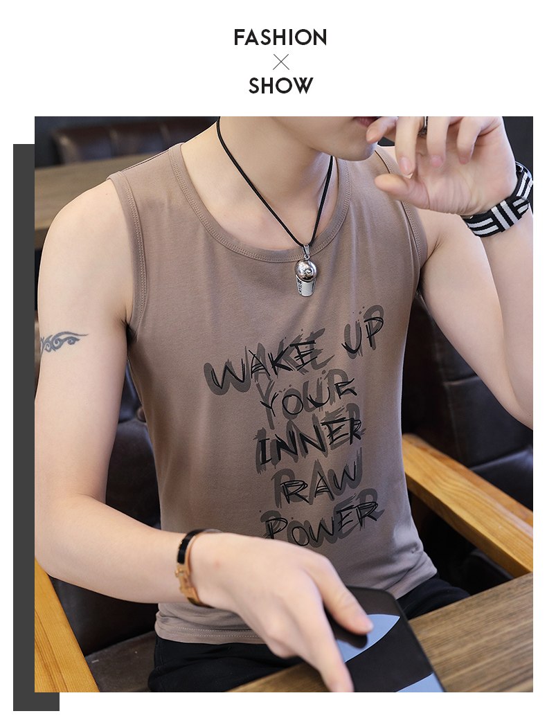 Vest nam xu hướng hè cổ tròn áo sơ mi cá tính cotton giản dị không tay áo thun trẻ trung Áo vest mỏng thấm mồ hôi - Lót áo lót thể thao