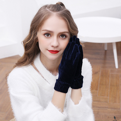 【鸾羞】开车薄款黑色加绒保暖手套