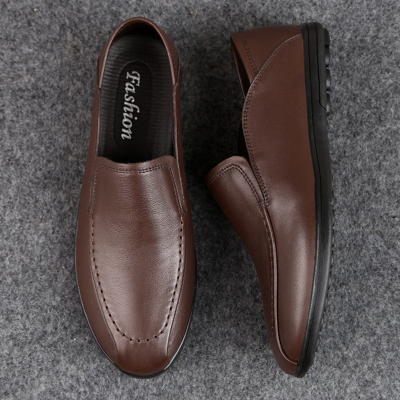 Brown Korean Men's Leather Shoes Trend Autumn New British Style Peas Shoes Men's Flat Leather Men's Shoes 2020