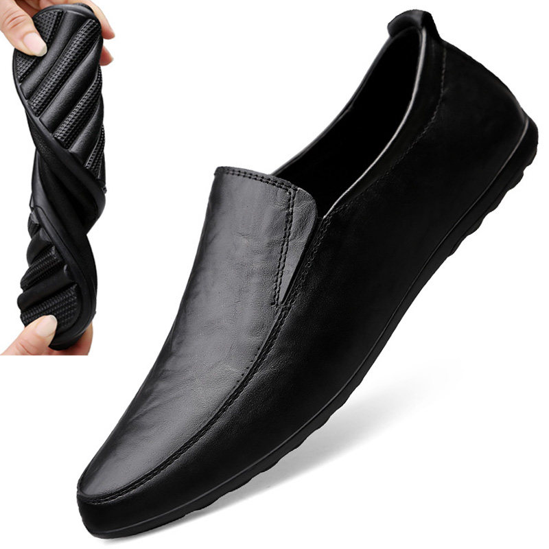 Simple breathable leather shoes men's Korean version men's leather shoes leather casual shoes 2020 autumn new men's shoes soft sole shoes