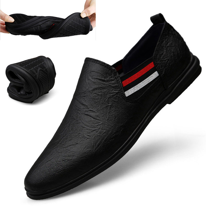 In the spring of 2023, new men's leather shoes and soft - solid soft - nosed soft - nosed soft - nosed soft - nosed soft - leather soft - leather soft - nosed bean shoes men's leather personality shoes