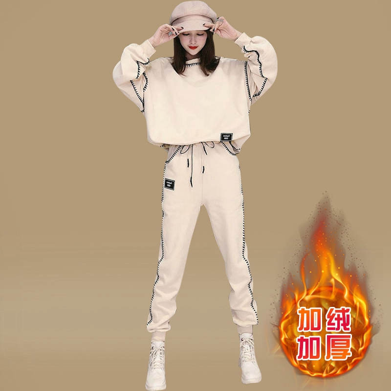 European Station Tide Card Sports Casual Suit Women Spring Autumn Winter Plus Suede Thickened Thick Cotton T2022 New Fashion Two Sets