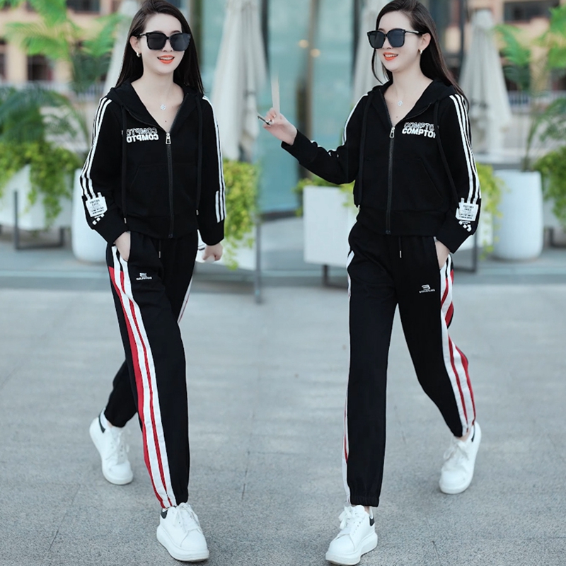 Sports suit women's spring and autumn 2022 new large size women's fashion Korean version loose autumn sweater casual clothes two-piece set