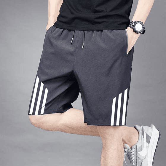 夏季冰丝短裤速干透气五分裤男休闲运动加肥加大胖子沙滩裤