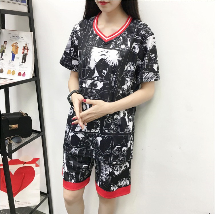 Quần áo bóng rổ nữ ngắn tay ngắn phiên bản Hàn Quốc của set đồ mùa hè dành cho nữ bộ quần áo bóng rổ trẻ em	