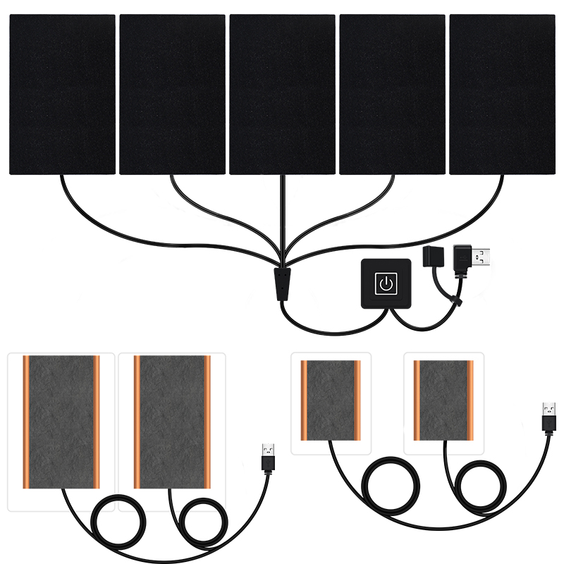 USB port heating sheet Carbon fiber electric cloth heating film Cycling gloves clothes waist and knee pads 5V electric can be customized