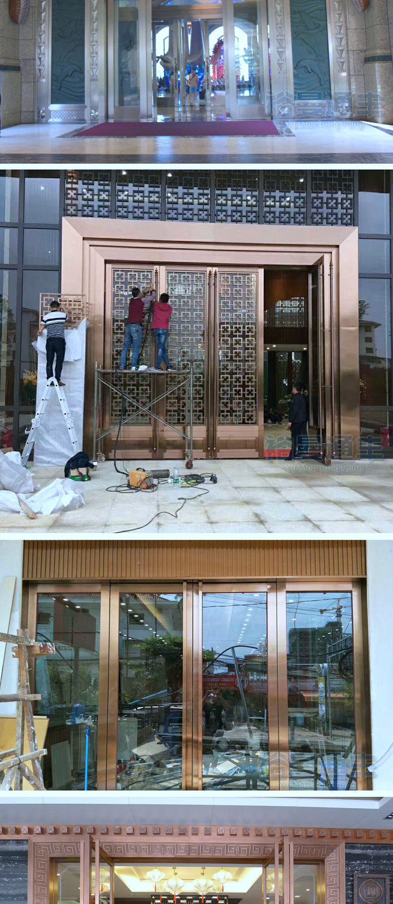 Системы Контроля Доступа Комплект 样品屋展示中心大门装修效果图 商用酒店会所办公大楼不锈钢地弹簧门