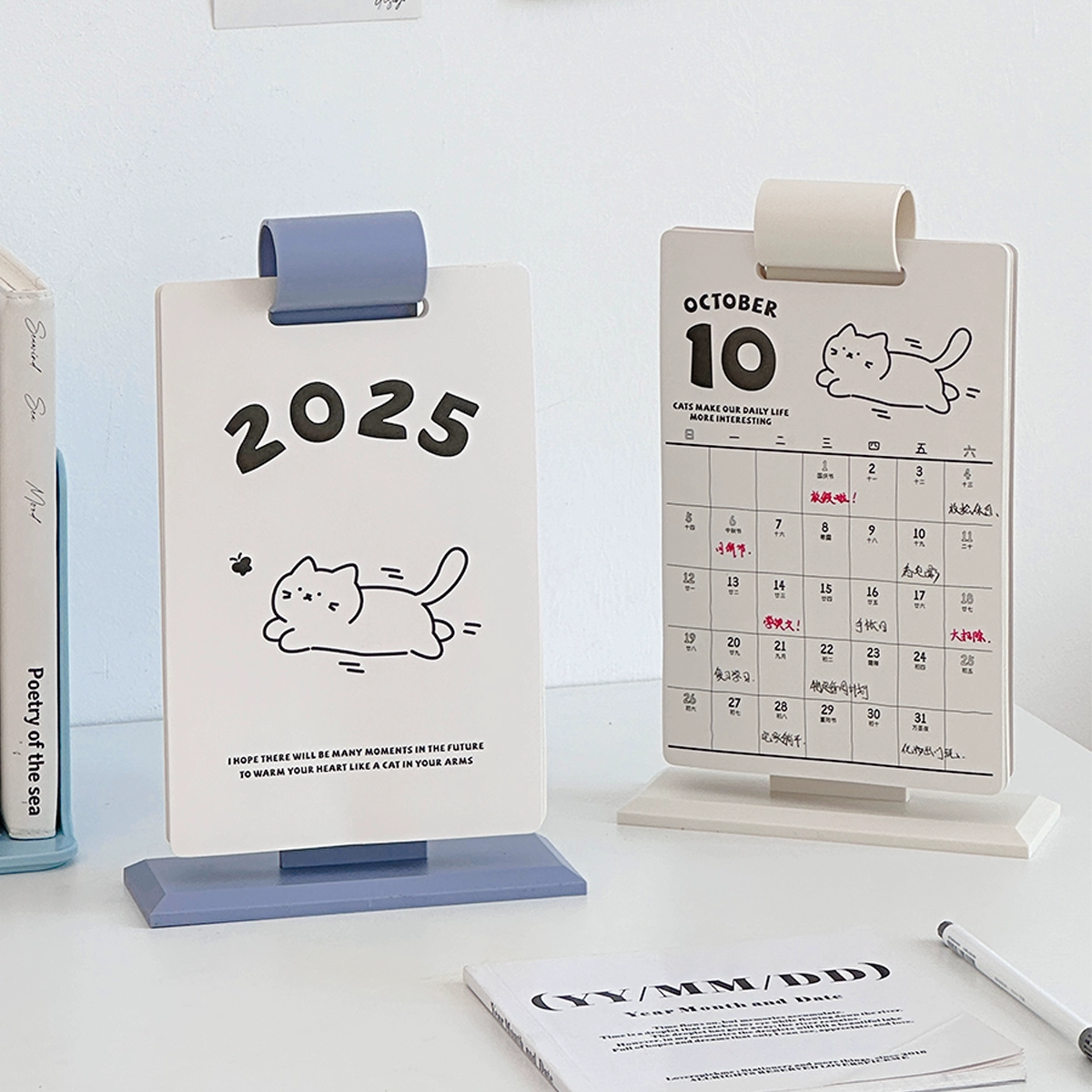 ins风简约日历2025年新款台历翻页蛇年办公室桌面摆件打卡记事本
