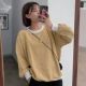 Áo len nữ mùa cec sọc 2019 Học sinh Hàn Quốc buông lơi lười biếng mỏng manh in áo thu sớm - Áo len