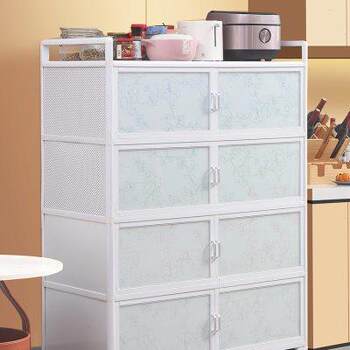 Kitchen storage rack multi-layer storage cabinet household cupboard microwave oven cabinet metal multi-function dining side storage cabinet