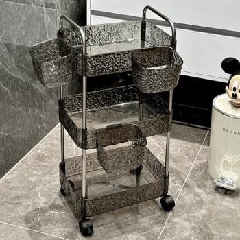 Cart storage rack for beauty salons, cosmetics layered storage rack for household bathroom movable finishing rack