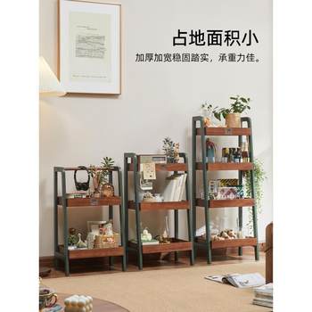 Kitchen storage rack microwave oven rack solid wood countertop double layer seasoning bowl plate oven storage rack display rack floor