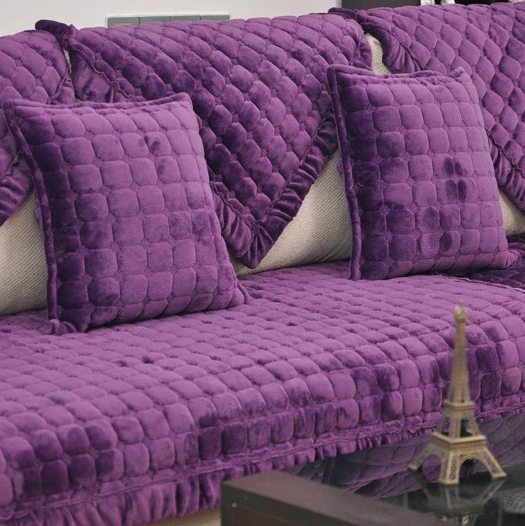 1 2 3 sofa cushion suit combined cover hood universal ten coral suede anti-slip flange suede Four-round towels fabric small