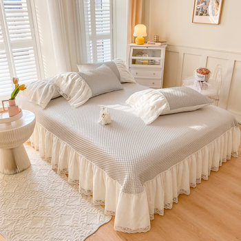 Princess wind cold dogs ice silk cool mat p three-piece set summer e home washable sheet bed skirt bed cover soft mat