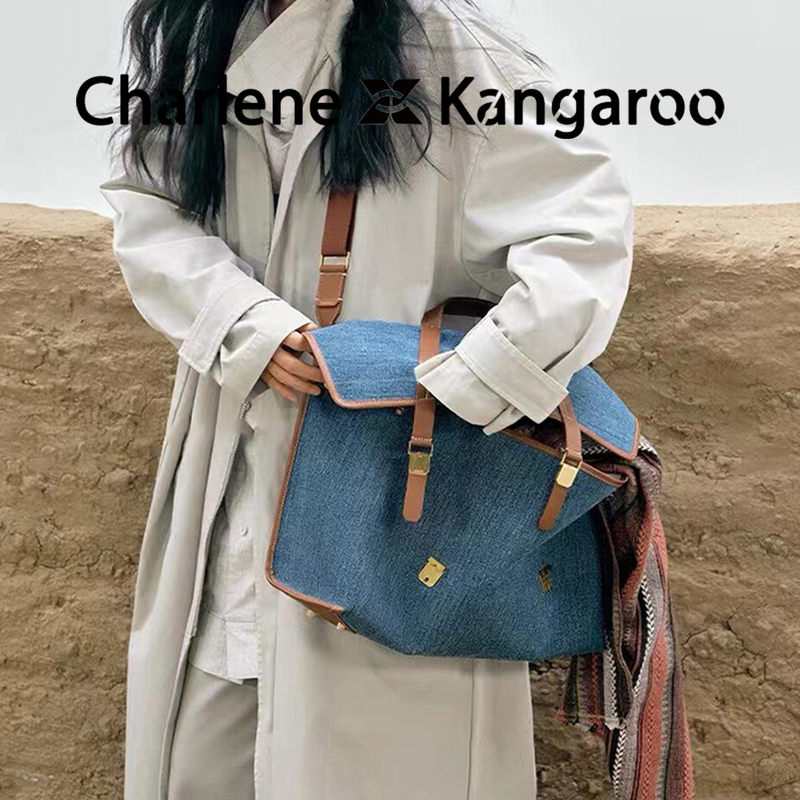 【Xiangnai'Er】Celebrity-Style Travel Briefcase Canvas Denim Backpack for Women, Casual Commuting Laptop Backpack