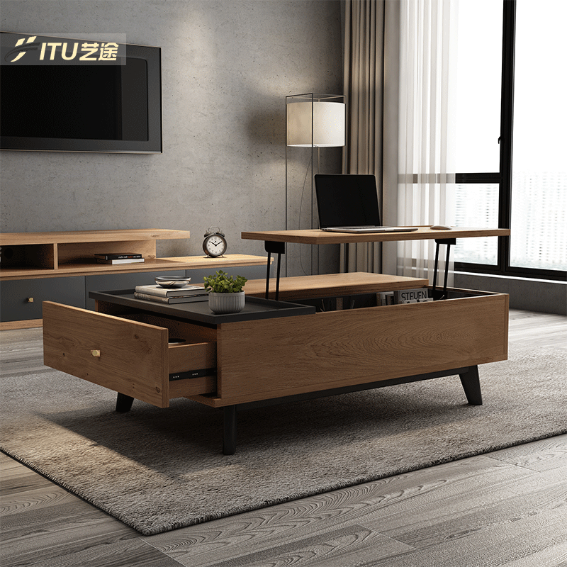 Nordic TV cabinet coffee table combination set modern minimalist floor cabinet living room small apartment telescopic ins TV cabinet