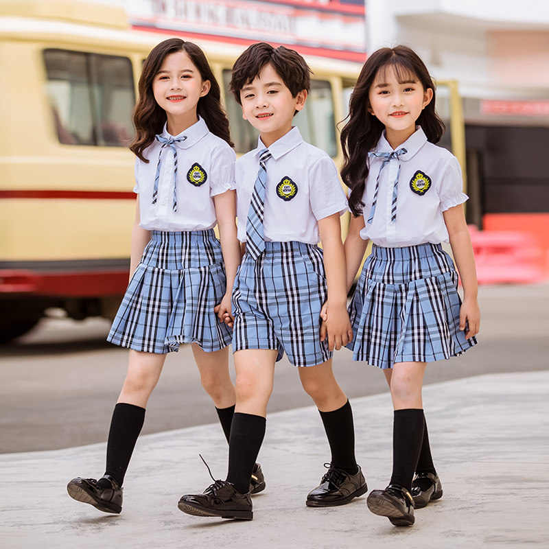 Kindergarten graduation photo clothes summer primary school students class uniform custom clothing 10 children's school uniform British style