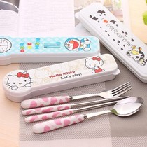Japanese children cutlery suit spoon chopstick fork student creative cute cartoon ceramic stainless steel baby