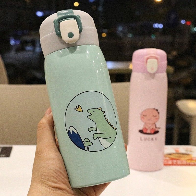 Japanese primary school students portable leak-proof cartoon cute bomb cover straight drinking stainless steel thermos cup creative accompanying cup
