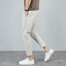 Ice Silk Pants for Men's Summer Thin, Non ironing, Wrinkle resistant Crop Pants for Men's Slim Fit, Elastic Feet, Elastic Elastic Waist, Cool and Casual Pants