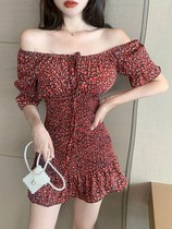 Temperament 2020 Swarm in summer First love Liandress Skirt Shatters short version of cashew prints Han version close-up Waist Display Slim Fit Nepotism