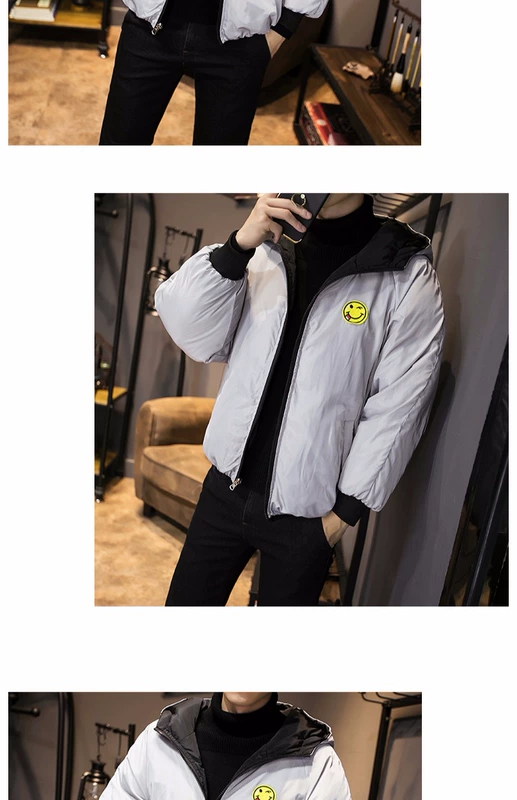 Cặp vợ chồng hai mặt quần áo bánh mỳ nam dày cotton mùa đông Trung Quốc cần cẩu thêu kích thước lớn áo cotton Hàn Quốc