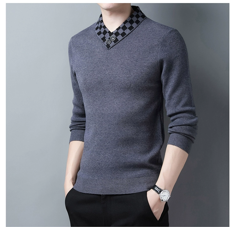 Pierre Cardin thời trang nam cao cấp người yêu cổ áo len cashmere mùa thu và mùa đông áo len dệt kim dày hoang dã - Áo len thể thao / dòng may