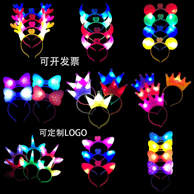 luminous headwear headband custom concert horn headband flash fluorescent hairpin ຂອງຫຼິ້ນເດັກນ້ອຍອະນຸບານ