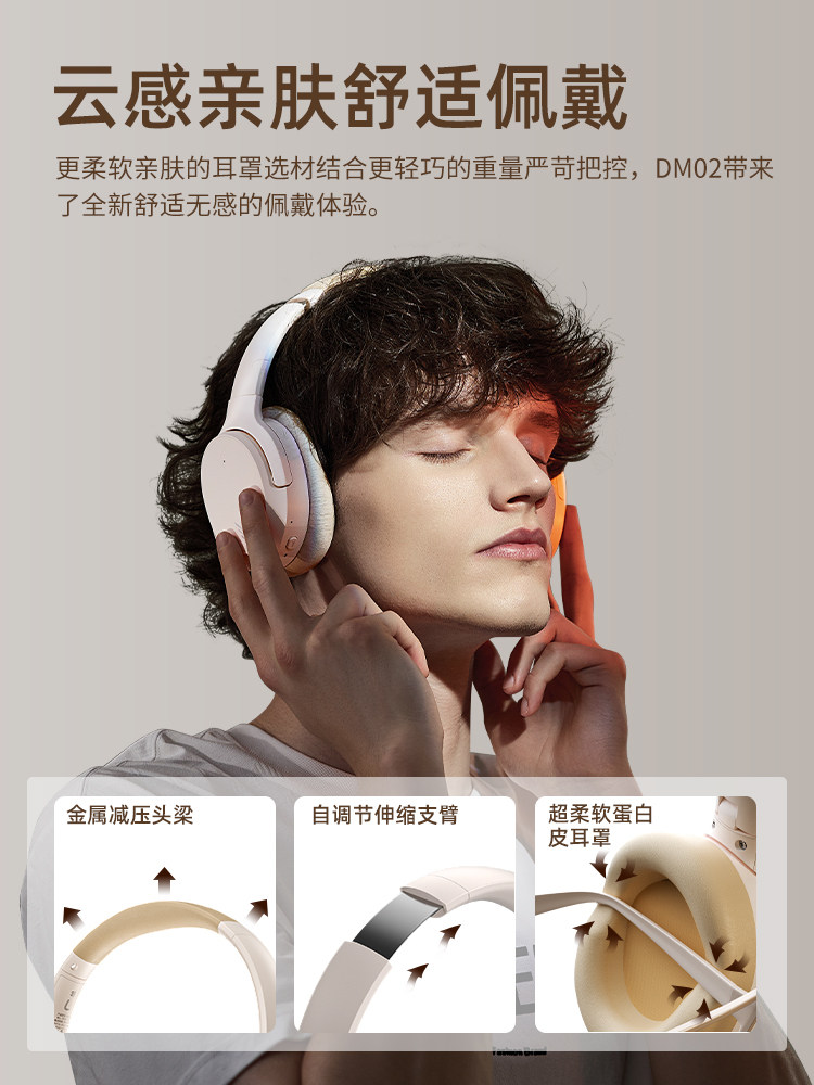 Siberian Feather Dm02 Wireless Active Noise Canceling Bluetooth Headphones Over-Ear Wired Gaming Sound Isolation Headset