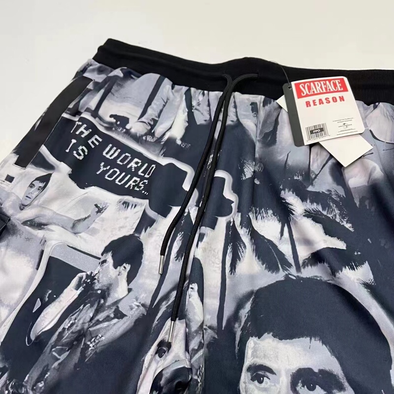 American Street Style Retro Hip-Hop Shorts with All-Over Print of the Character Scarface