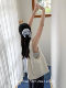 Korean version white camellia vest canvas bag large capacity three-dimensional embossed fairy fairy sweet shoulder handbag