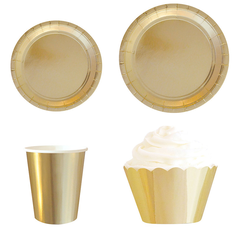 New Monochrome Bronzing Cutlery Sets Disposable Party Supplies Birthday Party Cake Refreshments Pan