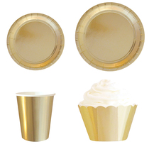 New monochrome bronzing tableware set disposable party supplies birthday party cake snack plate