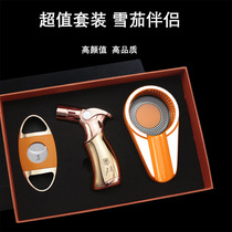Cigar scissors windproof cigar lighter three-in-one cigar ashtray three-piece cigar tool set