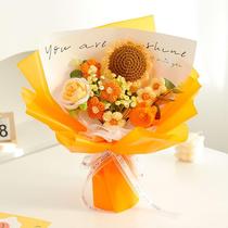 Knitted gradient roses hand-knitted wool hand-knitted eternal flowers hand-knitted large bouquet gifts for girlfriends finished product