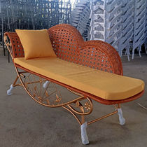 Outdoor furniture outdoor bed leisure garden balcony wrought iron chaise longue retro woven rattan patio nap alone