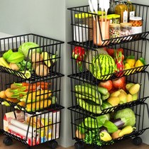 Kitchen vegetable storage rack vegetable rack multi-layer floor-standing vegetable and fruit storage basket fruit storage rack household vegetable basket with wheels