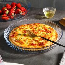 Heat-resistant transparent glass pizza pan baking pan microwave household oven 10 12 inch special large round plate