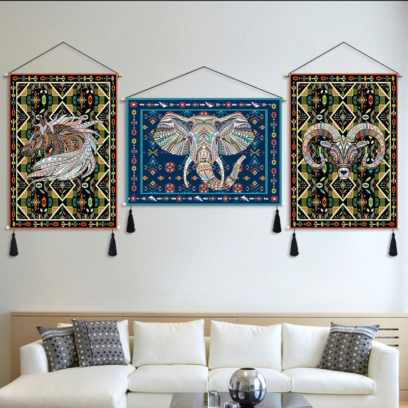 National texture Bohemian tapestry animal totem hanging painting HomeBed rooms bedside channel blocking canvas
