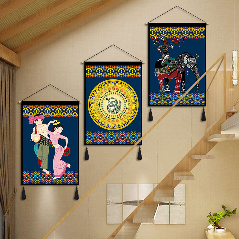 Dai ethnic Guangxi twelve ethnic minority cloth art hanging painting Minjuku hotel school decoration cloth painting hanging cloth tapestry