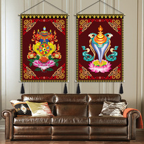 Tibetan auspicious eight treasures hanging painting Tapestry Tibetan cloth painting Living room wall decoration painting Room bedside cloth painting hanging cloth